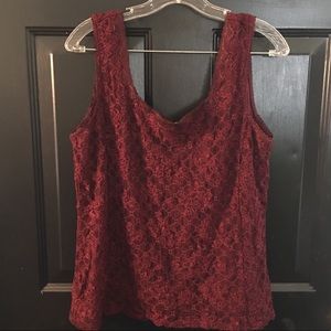 Coldwater Creek Burgundy Lace Tank Top L